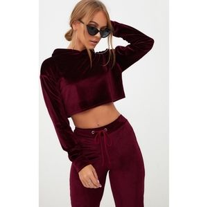 Velvet crop hoodie